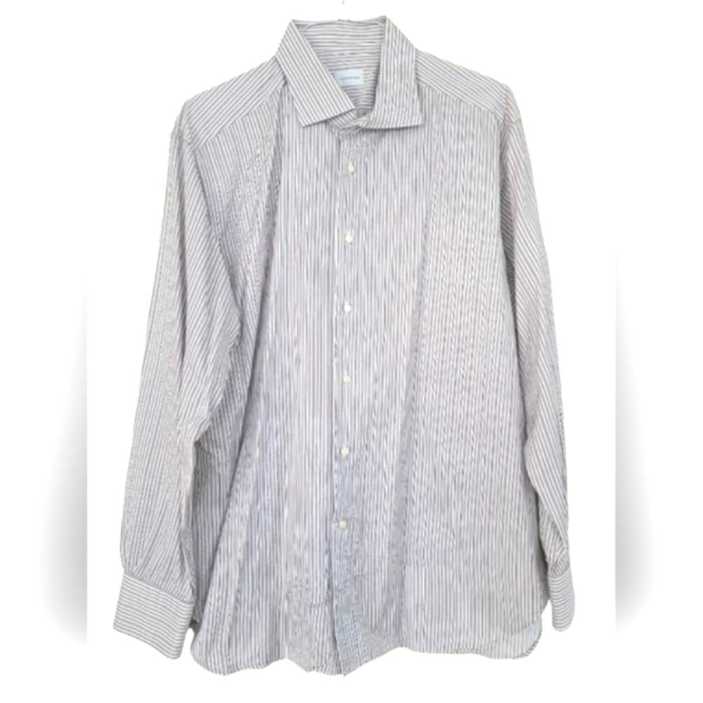 ERMENEGILDO ZEGNA • Striped Cotton Dress Shirt - US 2XL
